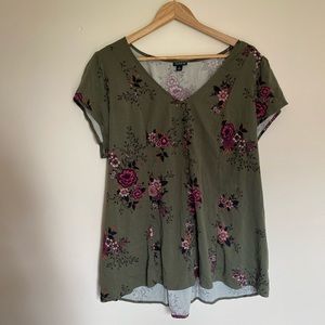 Torrid green floral blouse
